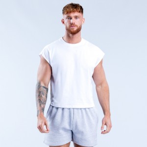 Camiseta sin Manga DFYNE Signature Crop Hombre Blancas | 9320-XQOLV