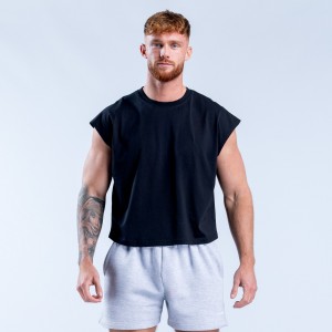 Camiseta sin Manga DFYNE Signature Crop Hombre Negras | 9764-UQGYV