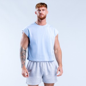 Camiseta sin Manga DFYNE Signature Crop Hombre Azules | 6390-ERLAI