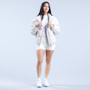 Chaquetas DFYNE Revive Short Down Mujer Blancas | 3456-IGEKJ