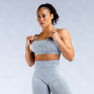 Sujetador Deportivo DFYNE Dynamic Mist Backless Mujer Gris Claro Blancas | 9058-KTAOB
