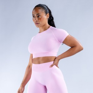 Top DFYNE Impact Crop Mujer Rosas Claro Rosas | 5813-FUTIK