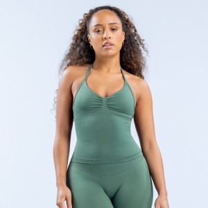 Top DFYNE Impact Longline Strappy Mujer Verde | 6958-WYXBM