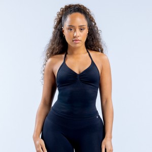 Top DFYNE Impact Longline Strappy Mujer Negras | 4827-ZCLGN