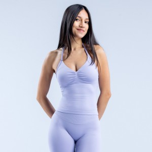 Top DFYNE Impact Longline Strappy Mujer Moradas | 5094-TNFLI