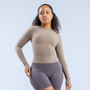 Top DFYNE Origin Fitted Long Sleeve Mujer Kaki | 8673-RYBWD