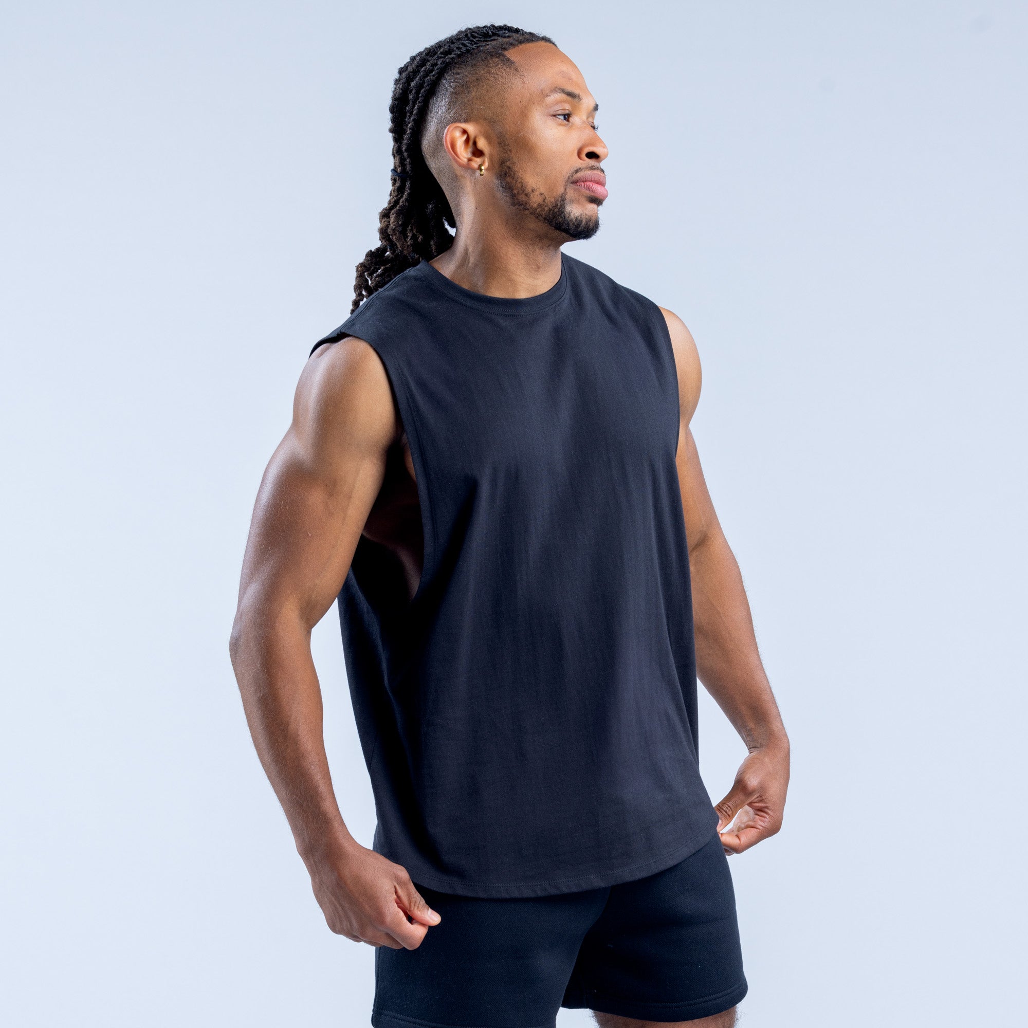 Camiseta sin Manga DFYNE Recharge Graphic Hombre Negras | 0698-QJKFR