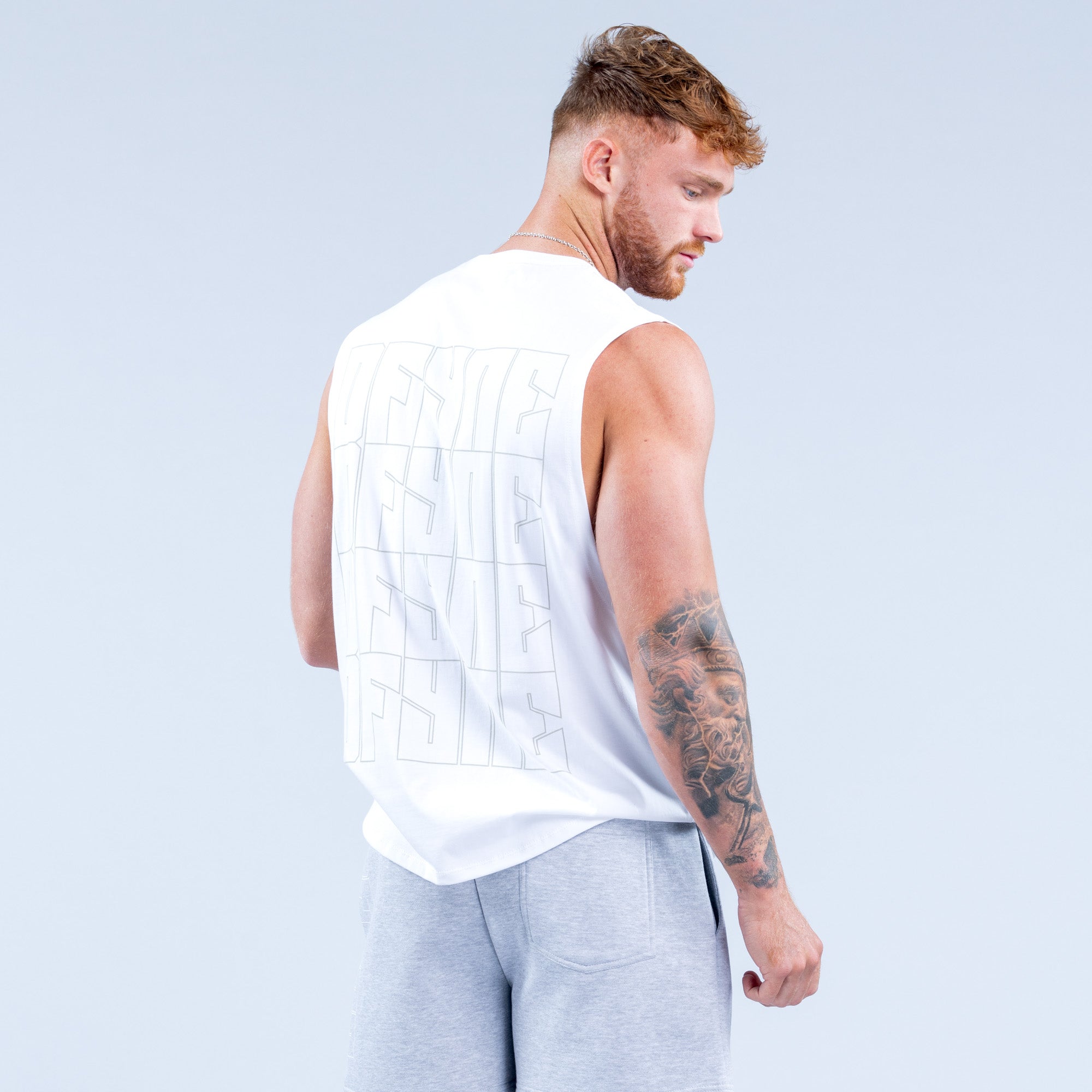 Camiseta sin Manga DFYNE Recharge Graphic Hombre Blancas | 0215-FTIBN