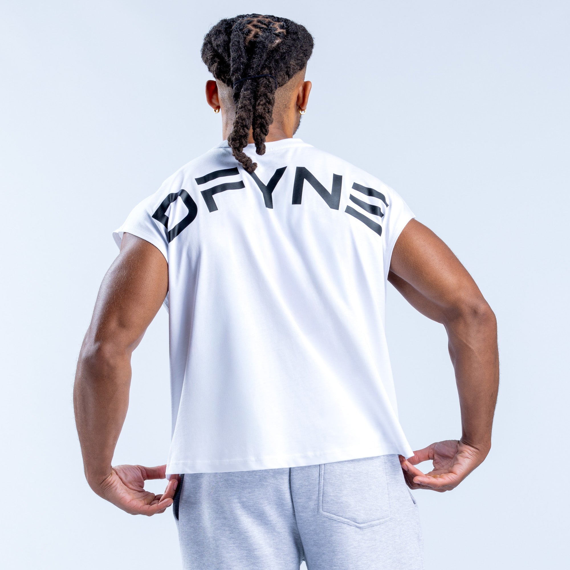 Camiseta sin Manga DFYNE Signature Crop Hombre Blancas | 9320-XQOLV
