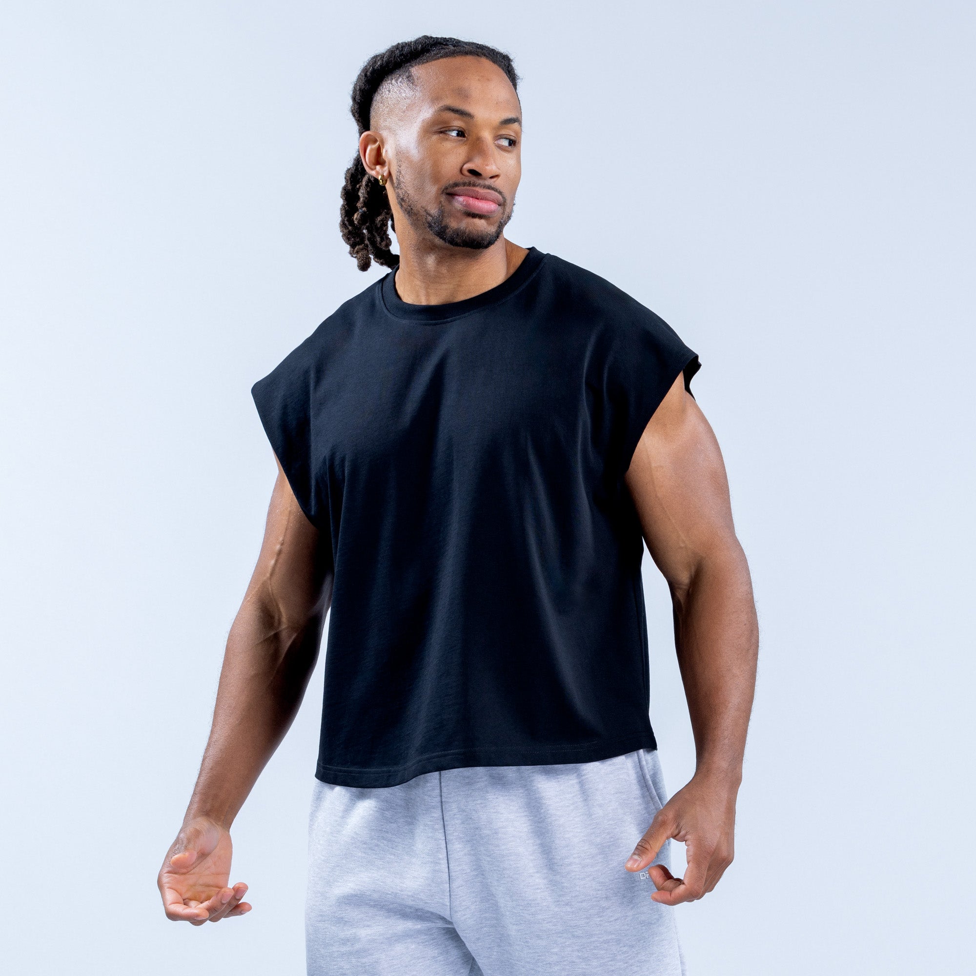 Camiseta sin Manga DFYNE Signature Crop Hombre Negras | 9764-UQGYV