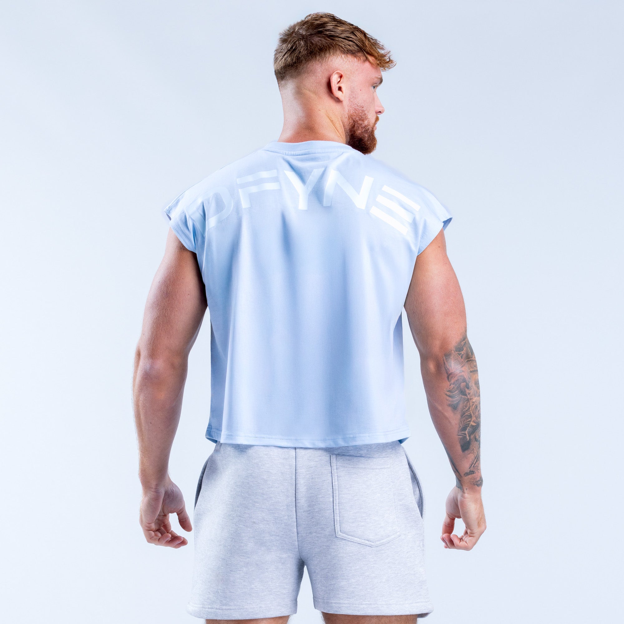 Camiseta sin Manga DFYNE Signature Crop Hombre Azules | 6390-ERLAI