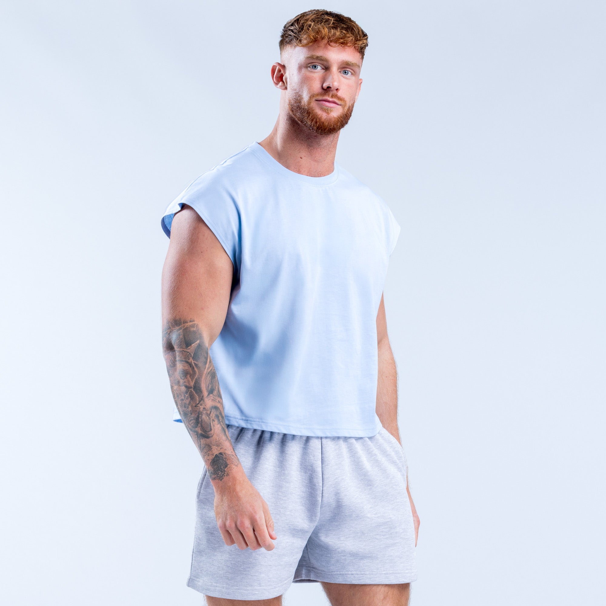 Camiseta sin Manga DFYNE Signature Crop Hombre Azules | 6390-ERLAI