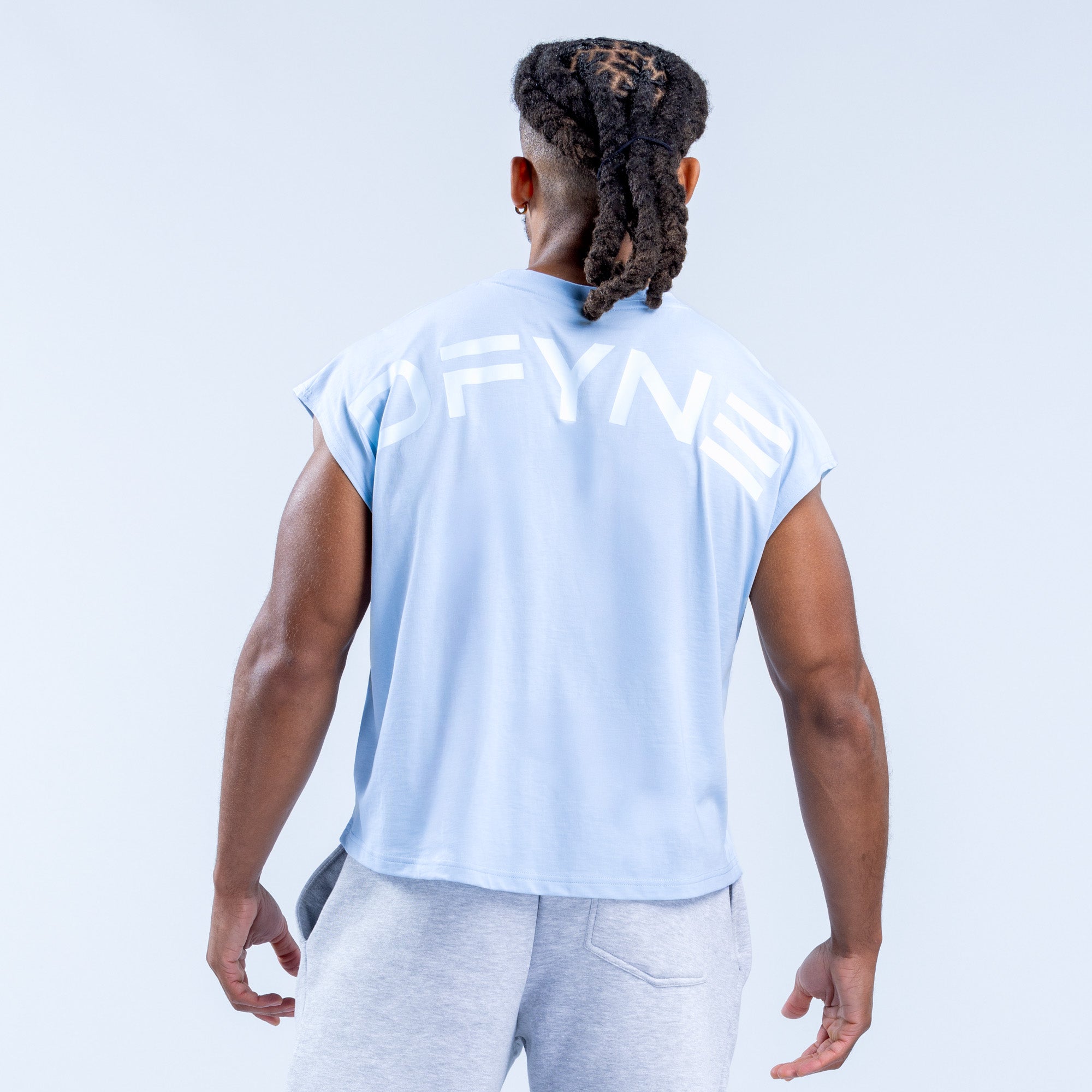 Camiseta sin Manga DFYNE Signature Crop Hombre Azules | 6390-ERLAI