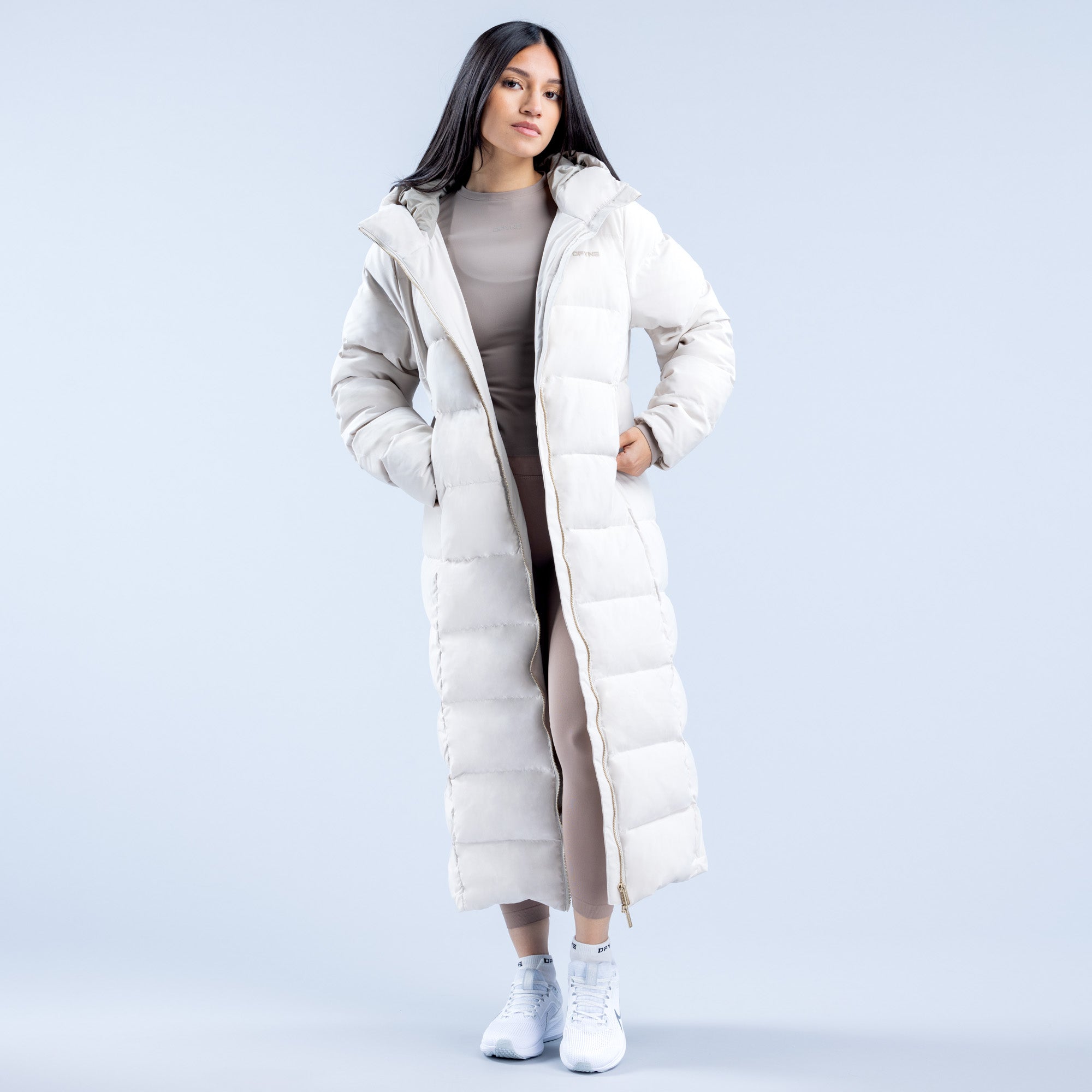 Chaquetas DFYNE Revive Long Down Mujer Blancas | 1258-VXPYS