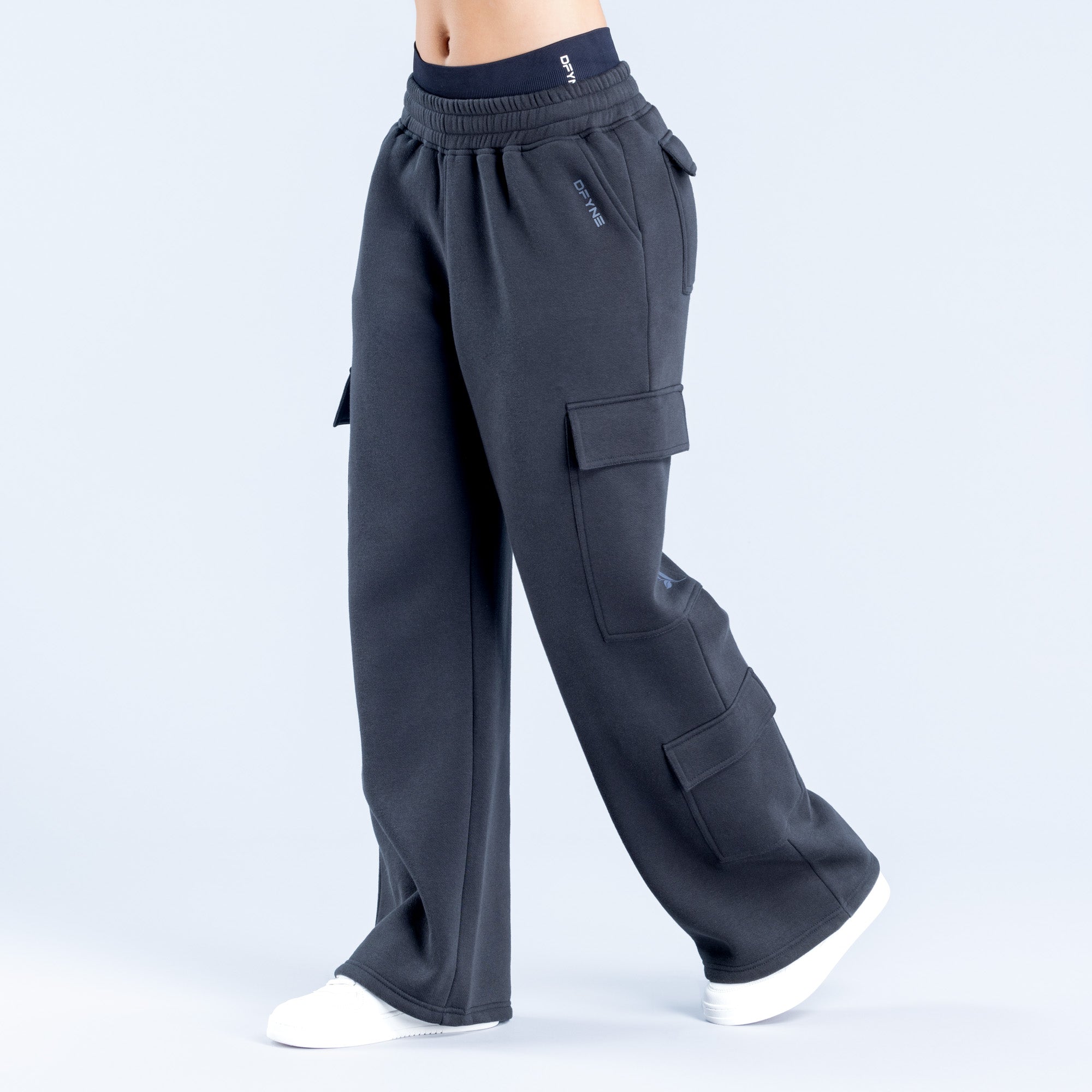 Pantalon Jogger DFYNE Lanyi Edit Wide Leg Cargo Mujer Negras | 6815-UODPL