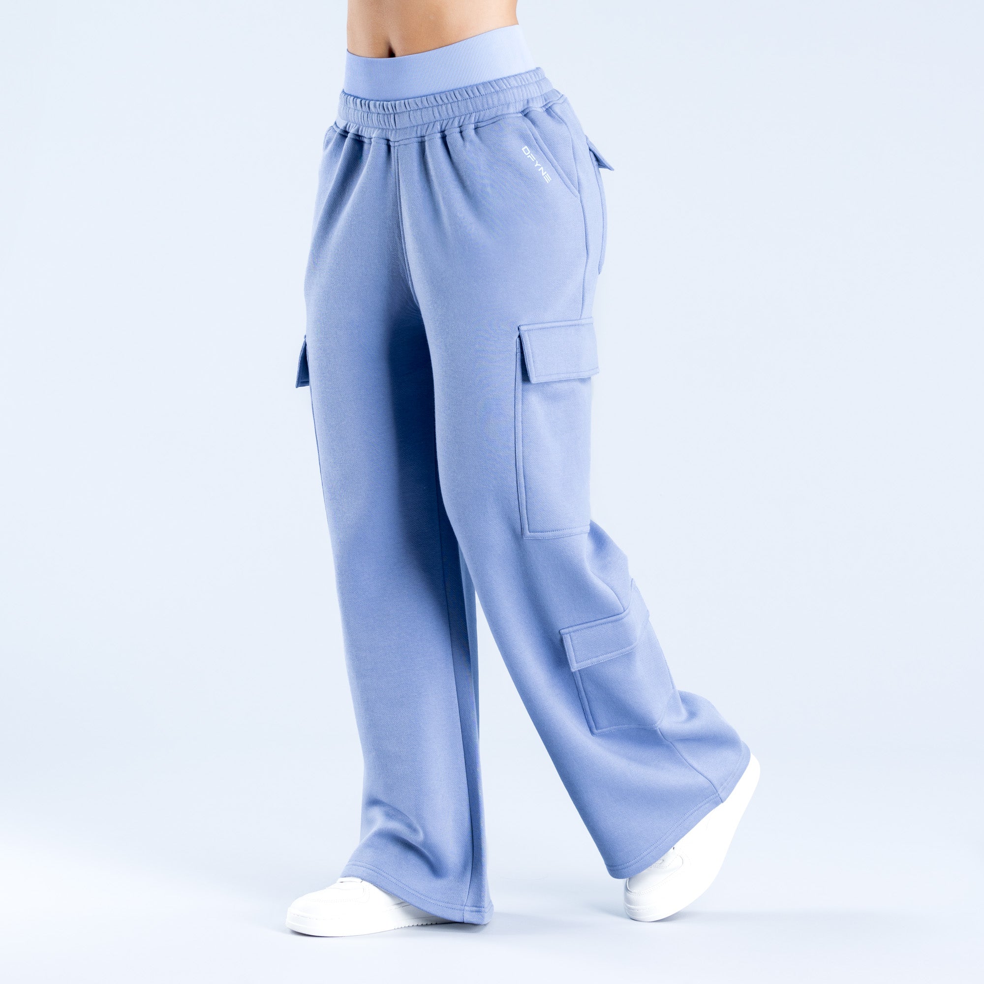 Pantalon Jogger DFYNE Lanyi Edit Wide Leg Cargo Mujer Azules | 8047-HSFID