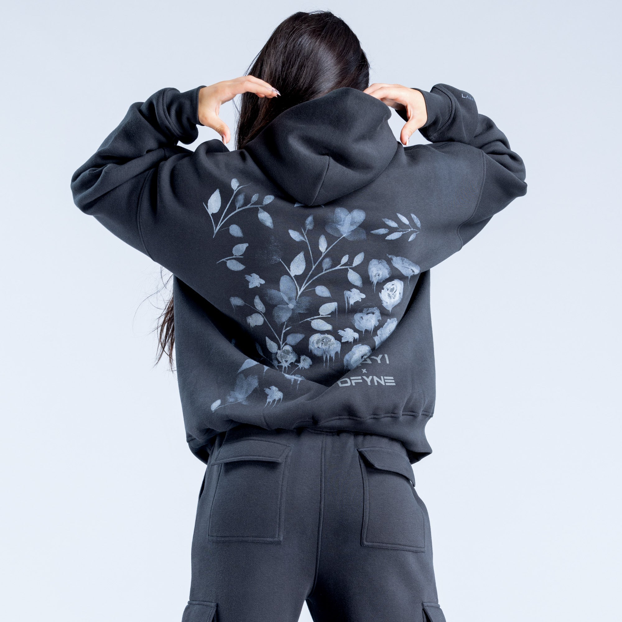 Sudadera con Capucha DFYNE Lanyi Edit Oversized Mujer Negras | 3568-MLKQB