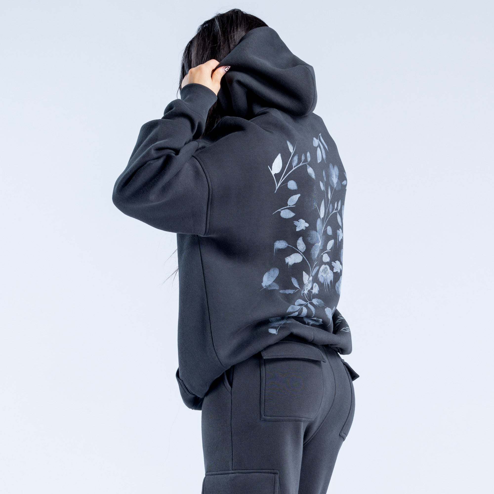 Sudadera con Capucha DFYNE Lanyi Edit Oversized Mujer Negras | 3568-MLKQB