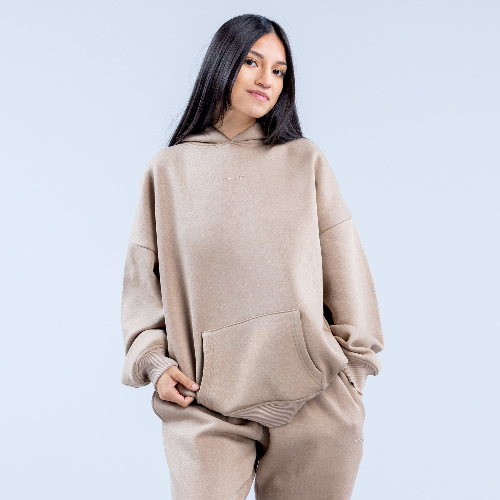 Sudadera con Capucha DFYNE Revive Heavy Weight Mujer Beige | 8163-GPUFV