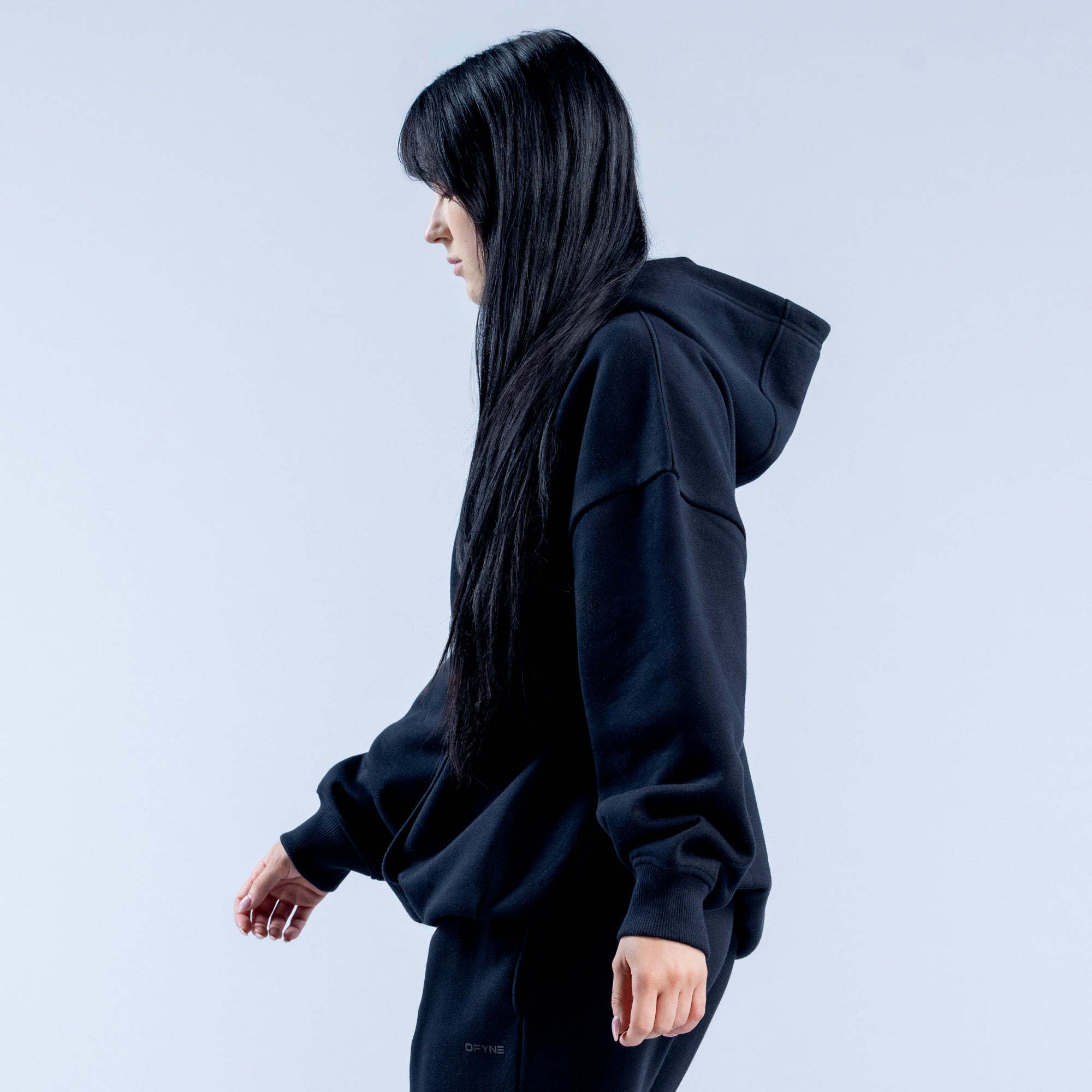 Sudadera con Capucha DFYNE Revive Heavy Weight Mujer Negras | 0374-KHFWR