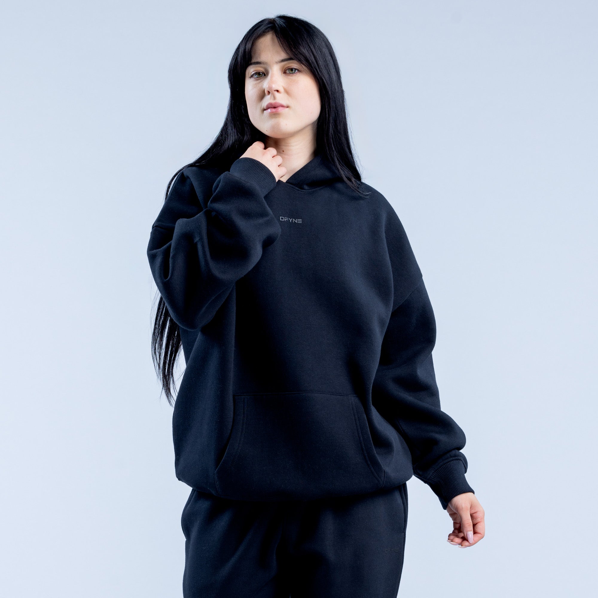 Sudadera con Capucha DFYNE Revive Heavy Weight Mujer Negras | 0374-KHFWR
