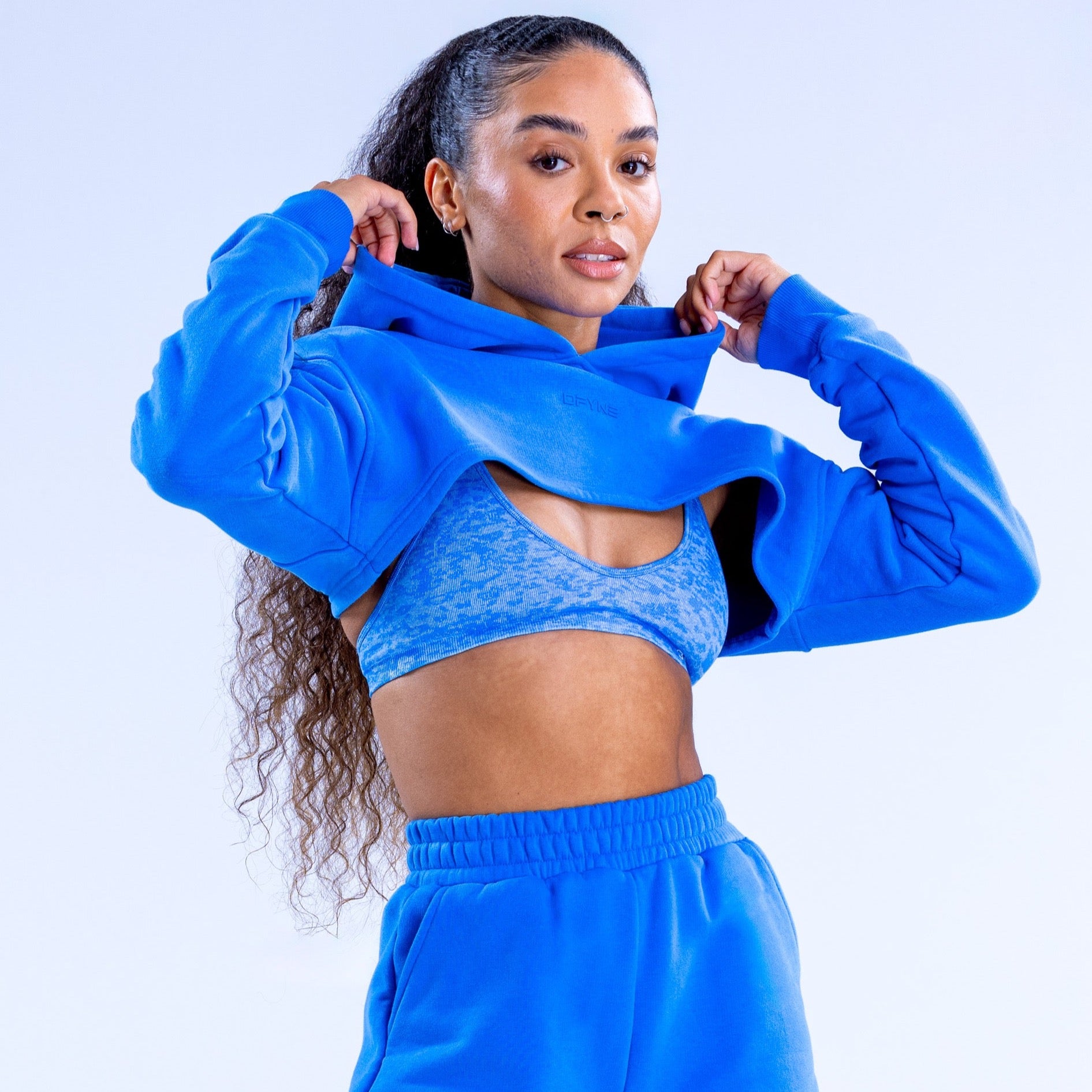 Sudadera con Capucha DFYNE Revive Super Crop Mujer Azules | 0374-UJHXS