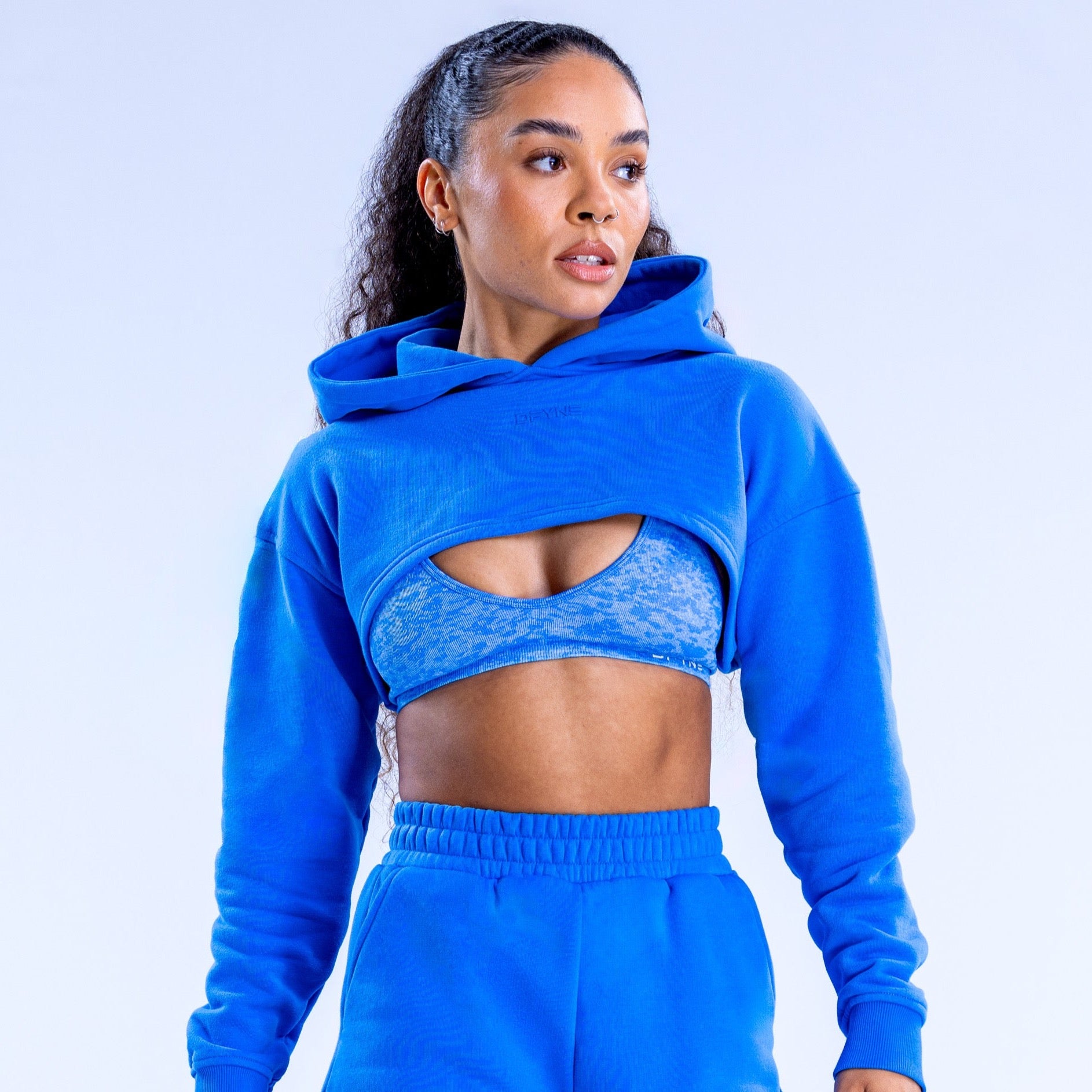 Sudadera con Capucha DFYNE Revive Super Crop Mujer Azules | 0374-UJHXS