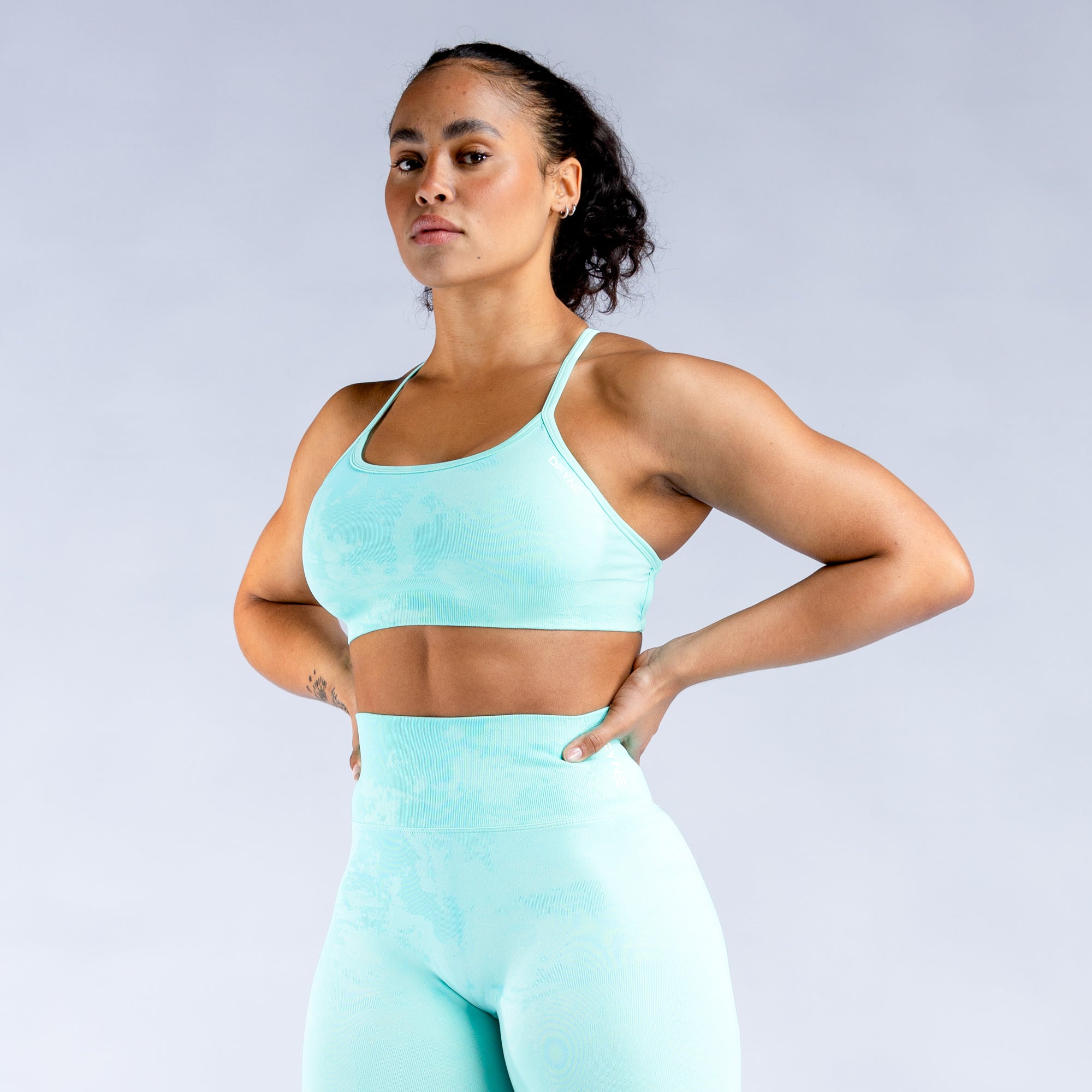 Sujetador Deportivo DFYNE Dynamic Mist Backless Mujer Verde Menta Blancas | 4180-ZDHTB