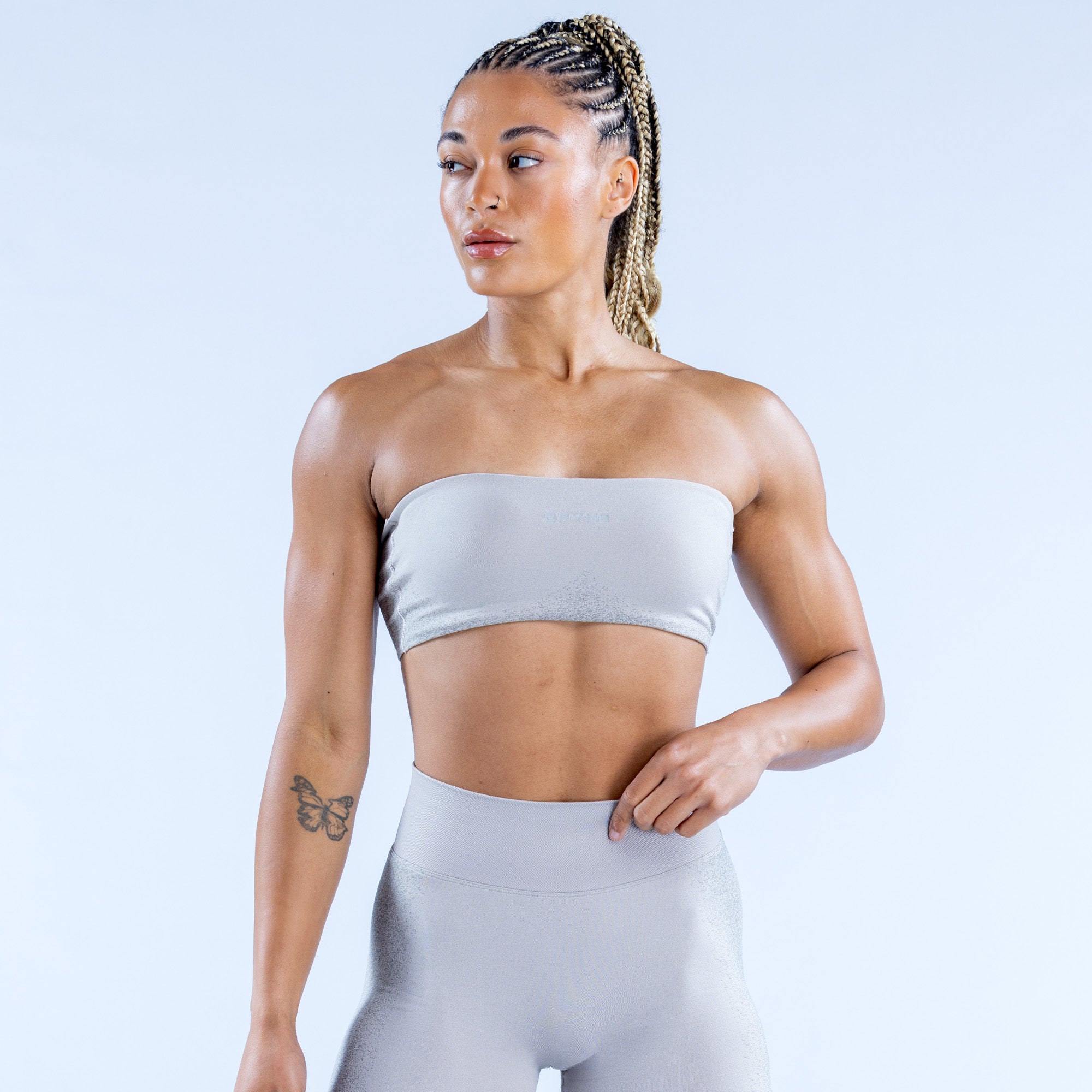 Sujetador Deportivo DFYNE Ignite Bandeau Mujer Gris Claro | 8023-QXCDI