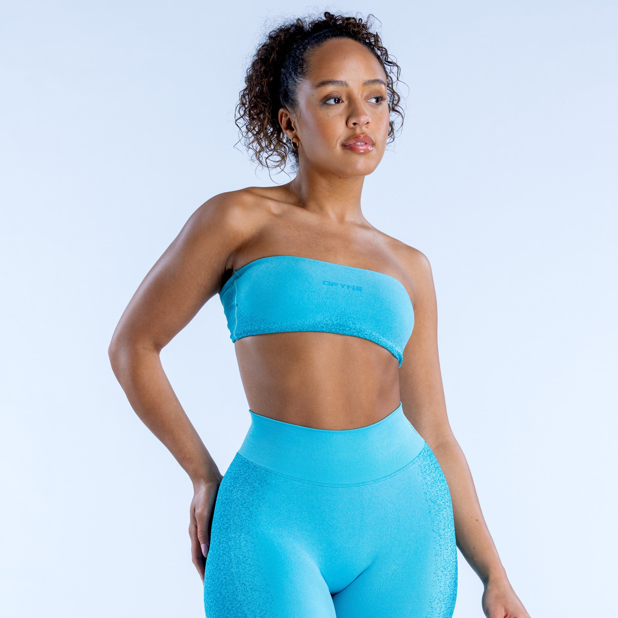 Sujetador Deportivo DFYNE Ignite Bandeau Mujer Turquesa Claro | 2873-PEFRB