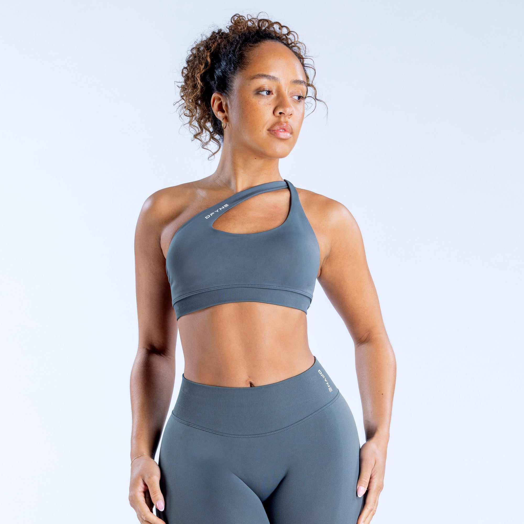 Sujetador Deportivo DFYNE Impact Asymmetric Mujer Gris | 5624-SLOTY