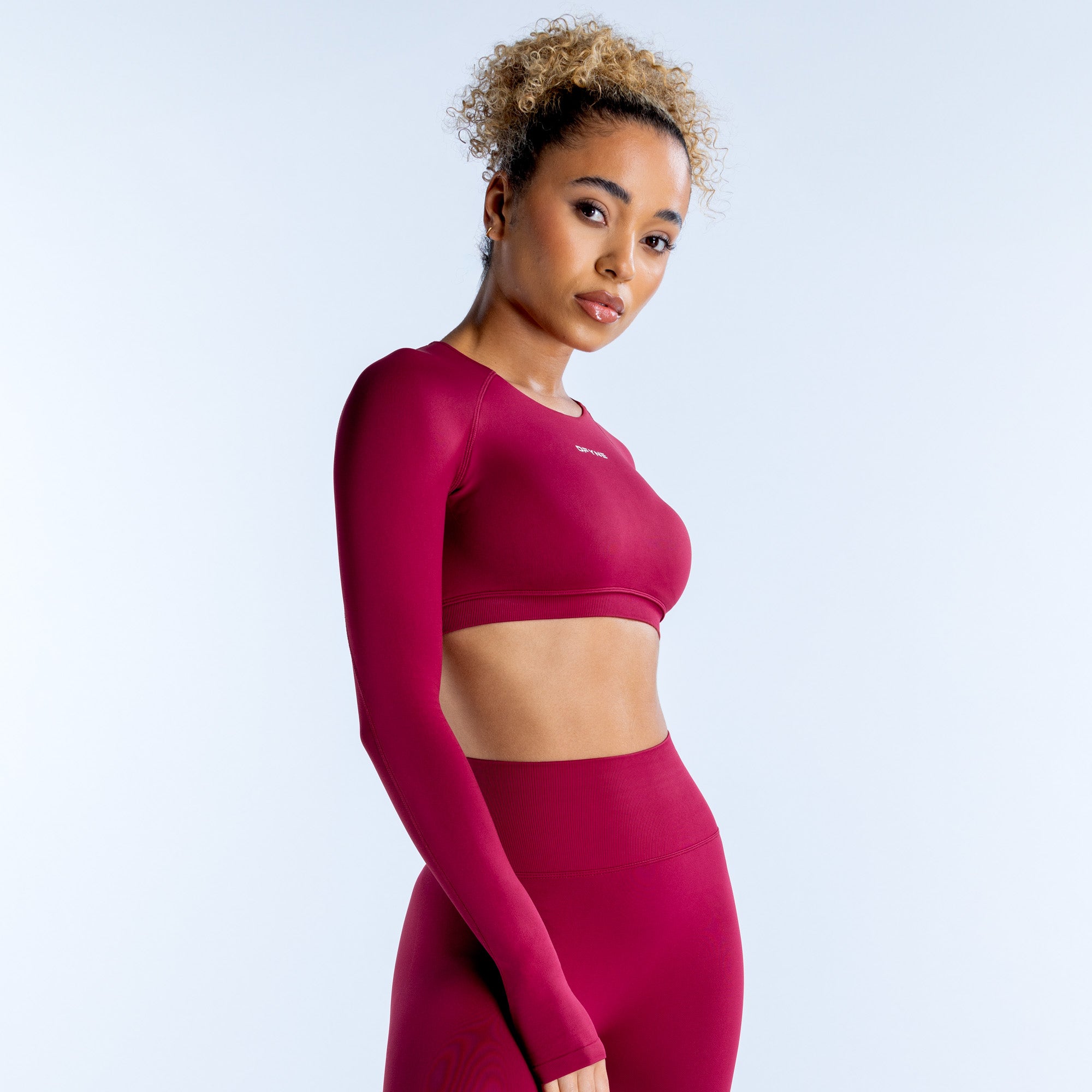 Top DFYNE Dynamic Long Sleeve Crop Mujer Fucsia | 1768-SCNIR