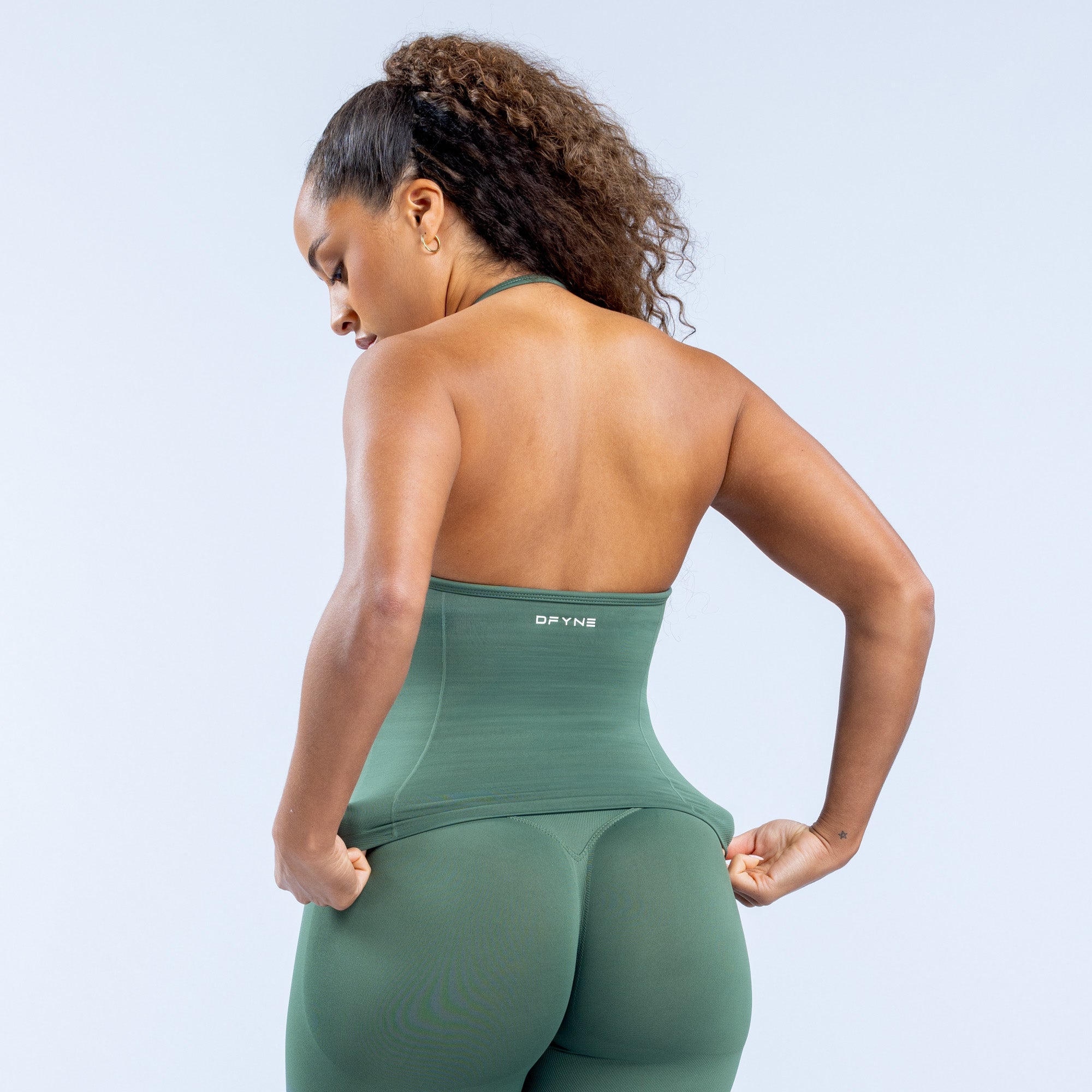 Top DFYNE Impact Longline Strappy Mujer Verde | 6958-WYXBM