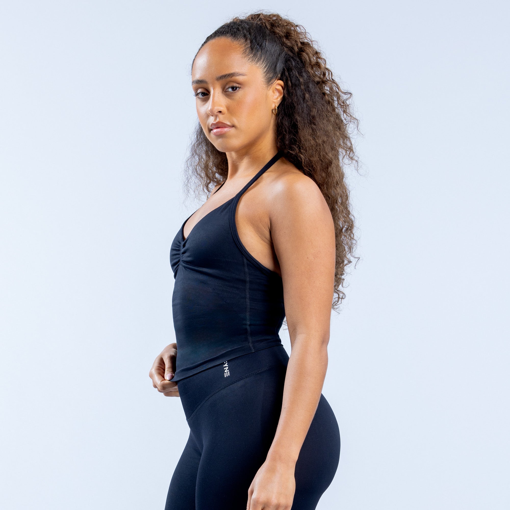 Top DFYNE Impact Longline Strappy Mujer Negras | 4827-ZCLGN