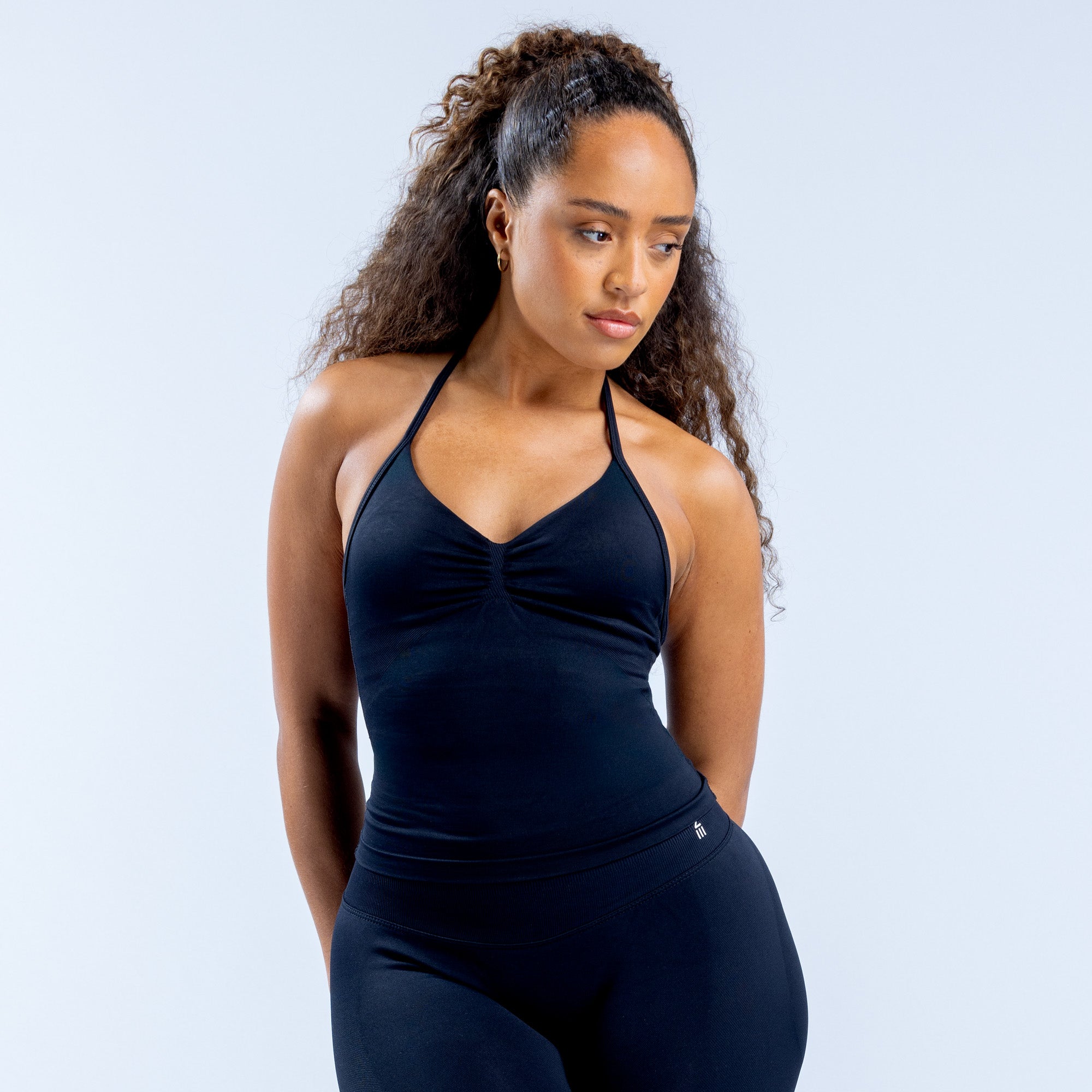 Top DFYNE Impact Longline Strappy Mujer Negras | 4827-ZCLGN
